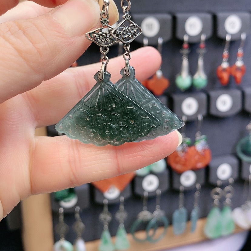 【闪购商品】翡翠耳饰银S925镶嵌精美