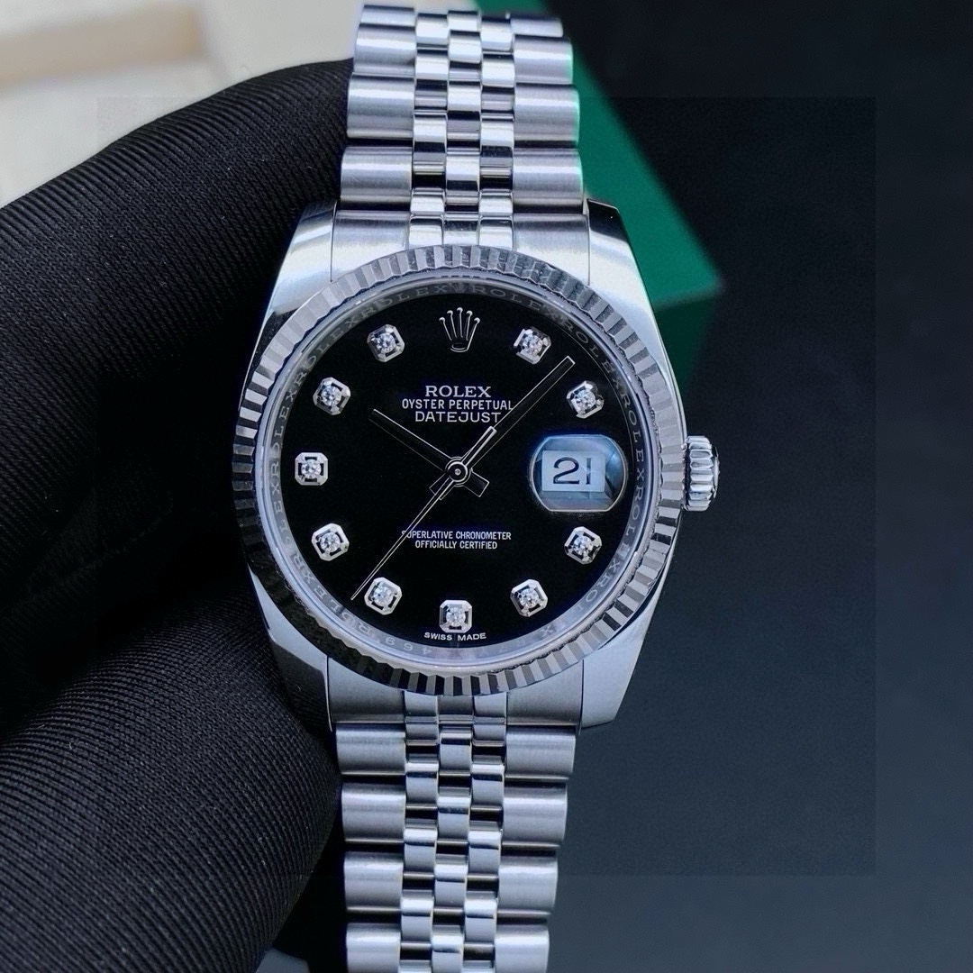 99新 Rolex/劳力士 日志型116234黑盘大包钻刻度/机械男表/表径36
