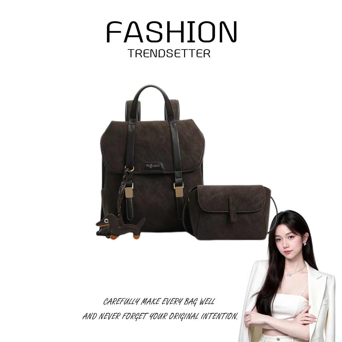 【 糖糖严选】2025新款时尚休闲百搭双肩斜跨背包