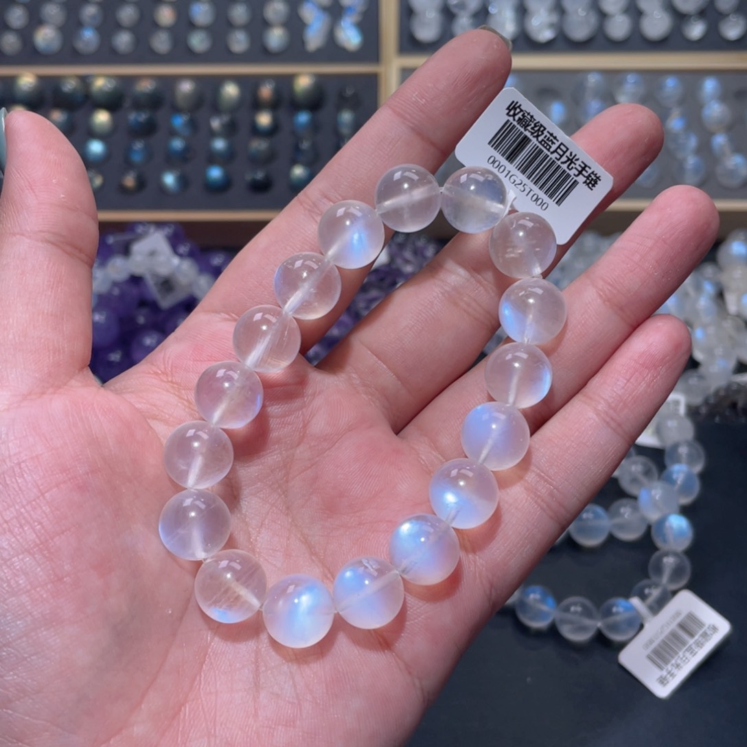 是***呀手链未镶嵌长石蓝月光手链12mm