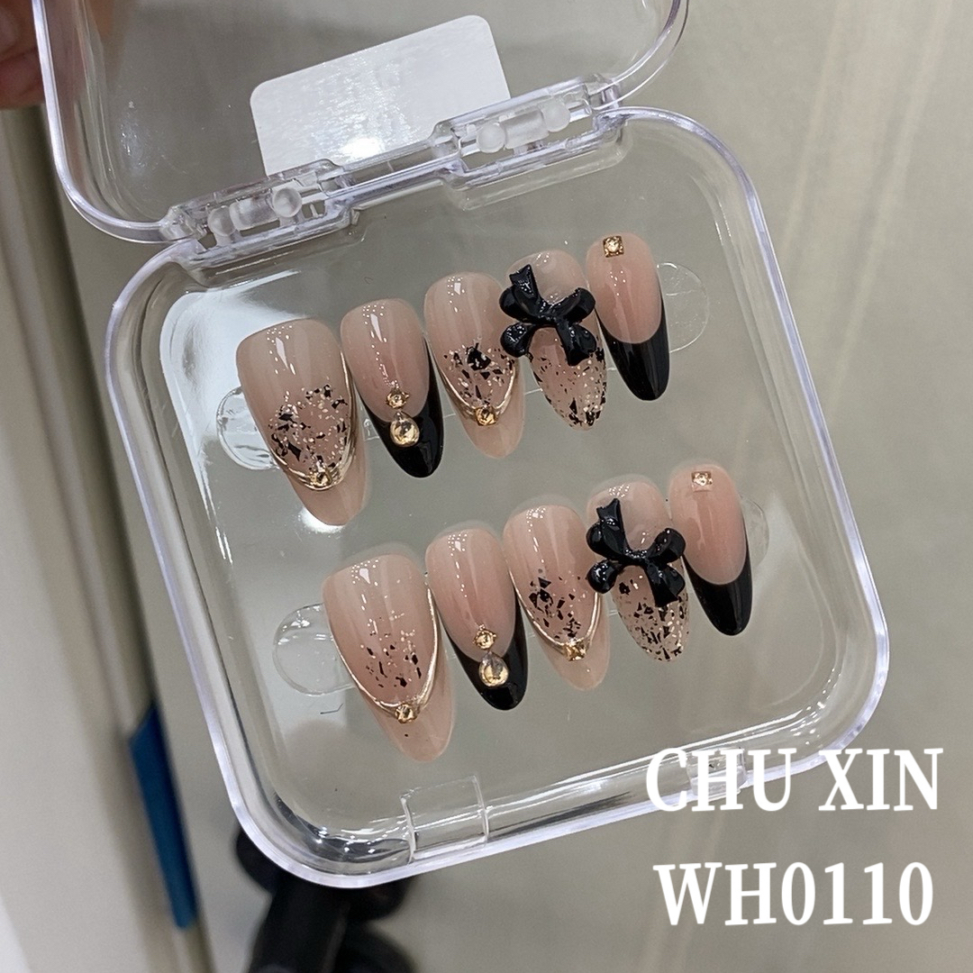 【WH0110暗夜巴黎】纯手工穿戴甲夏日清新美甲可拆卸气质显白新款