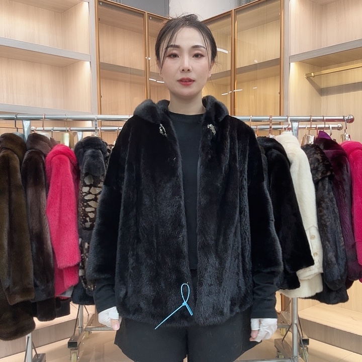 黑色连帽横排袖0671