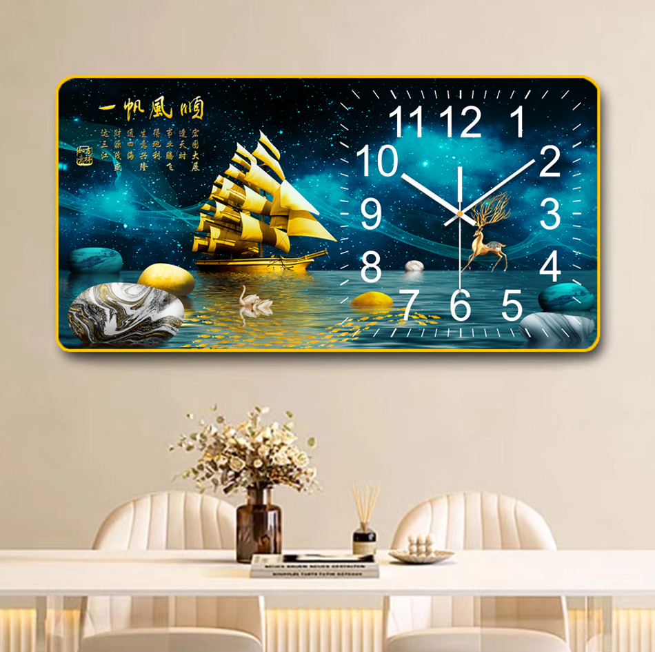 ZB191一帆风顺钟表客厅家用挂钟钟表挂墙客厅挂钟时钟挂墙捡漏2