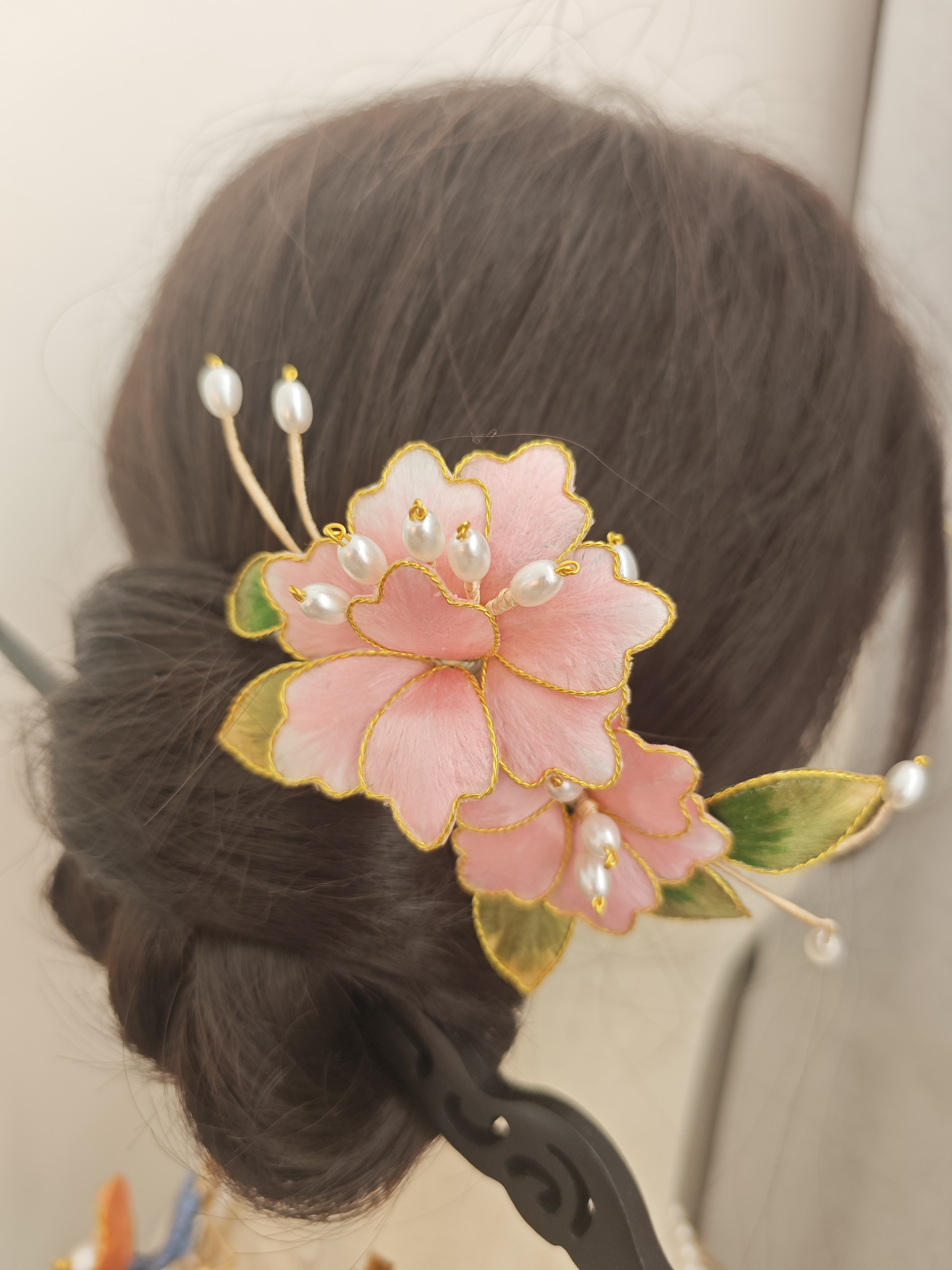 非遗原创中式桑蚕丝绒花纯手工超仙复古盘发汉服旗袍发夹发饰女