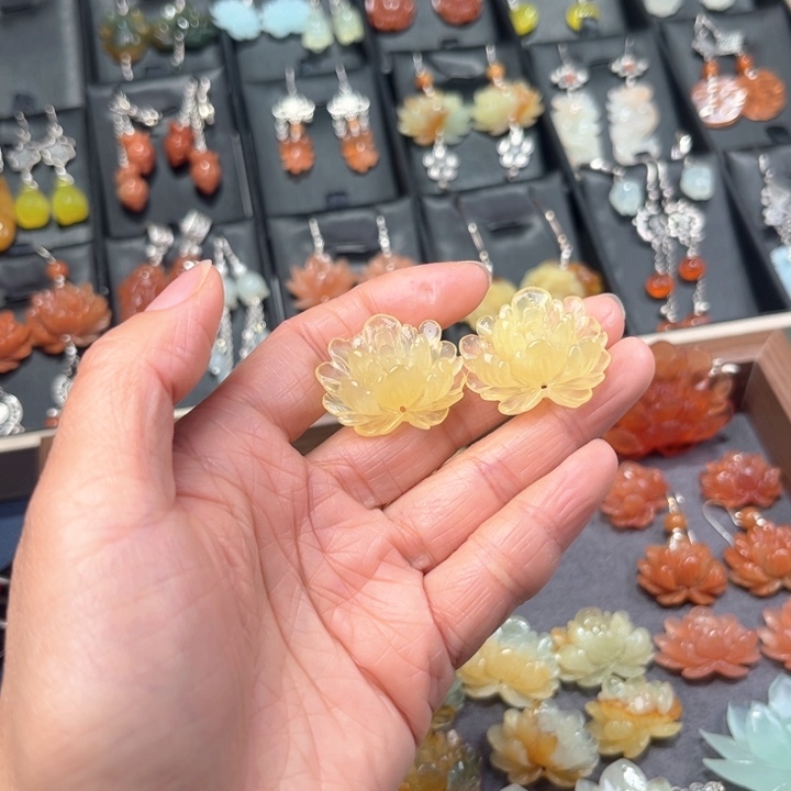 蛇纹石玉耳饰银S925镶嵌焱**熹