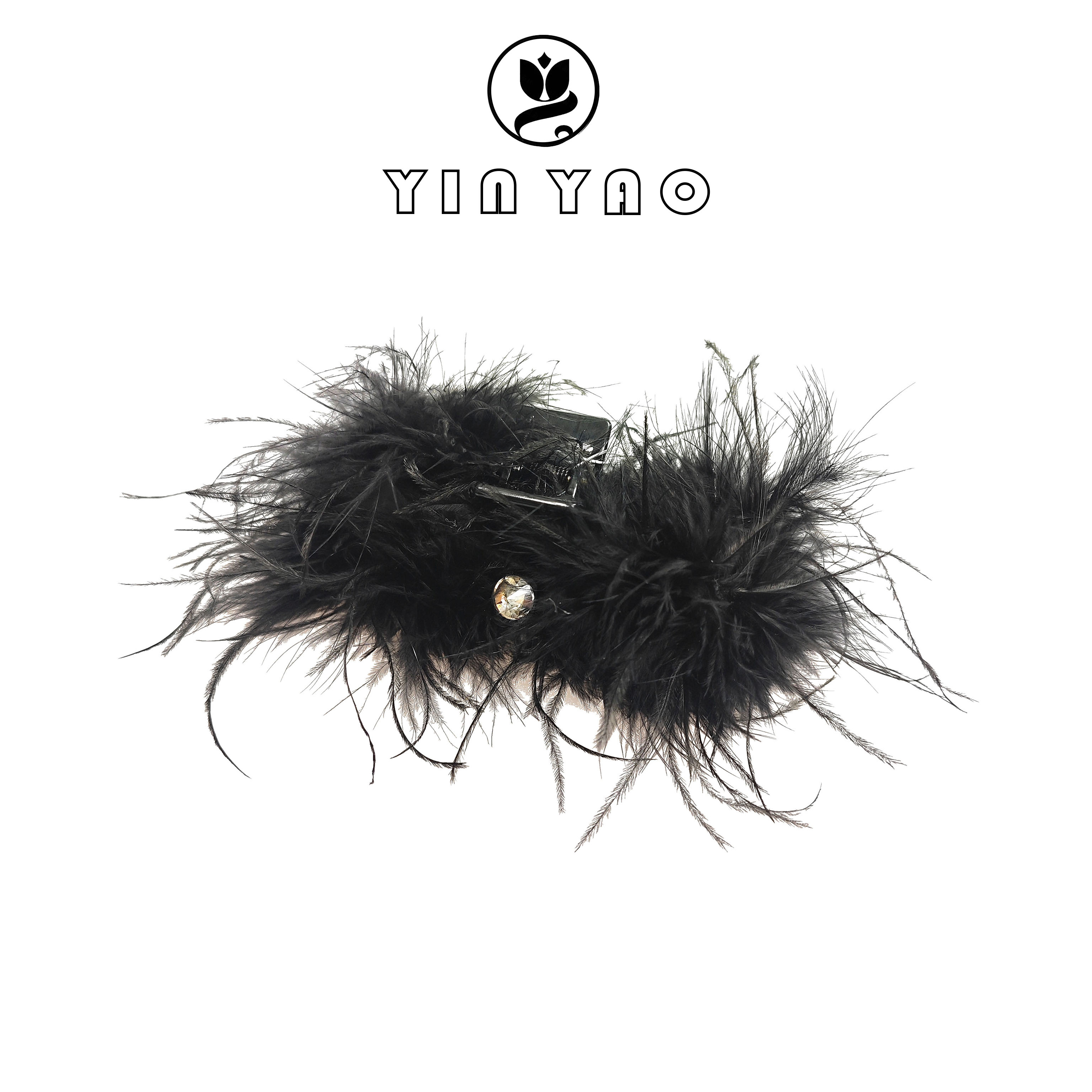 sweet planet-黑色羽毛小中发量抓夹1025