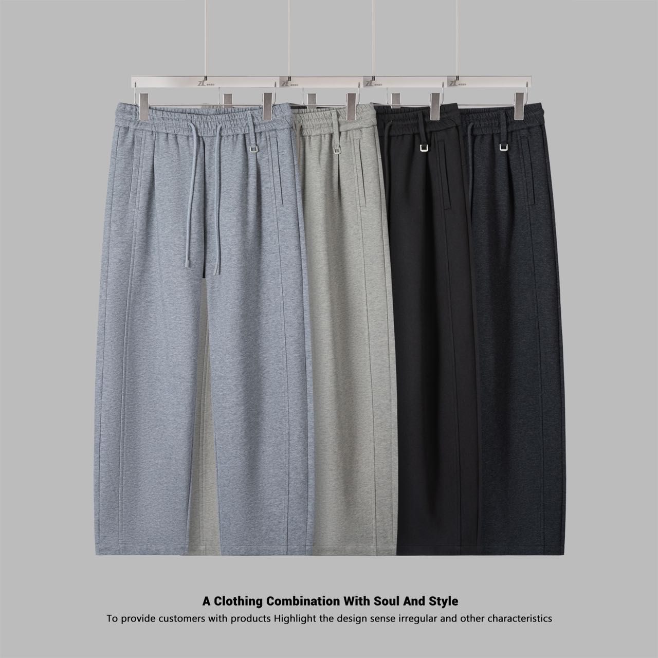 冬季新款加绒直筒韩版时尚宽松抽绳松紧腰弹力运动休闲裤8879