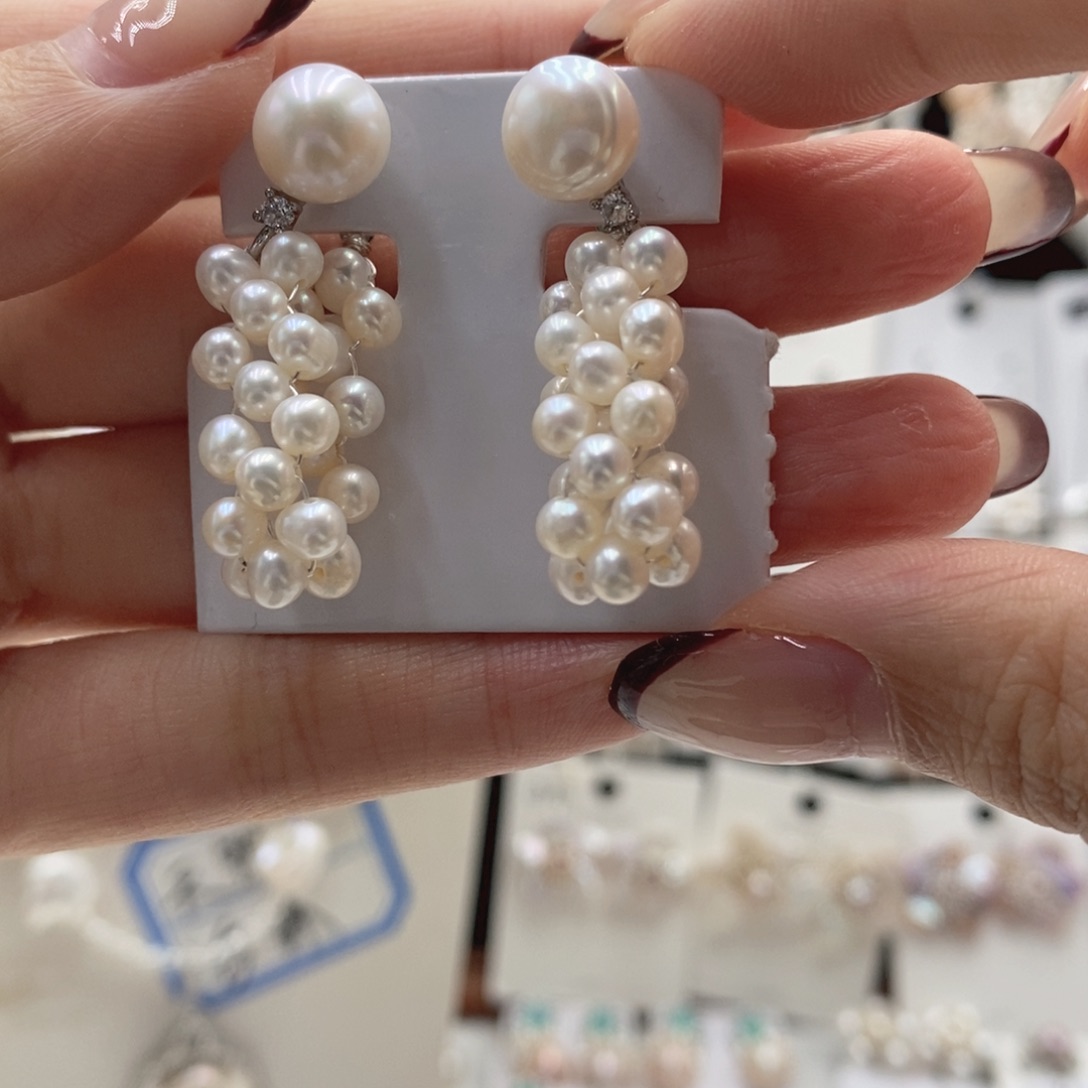 耳饰淡水珍珠银S925镶嵌