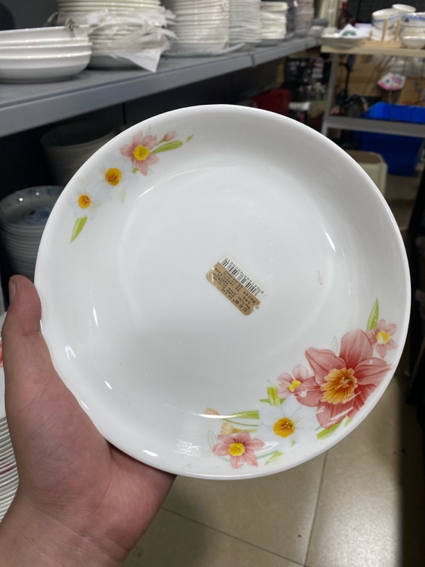 1003号4个装8寸红杜鹃老品牌加厚加深釉下彩红花深盘圆盘