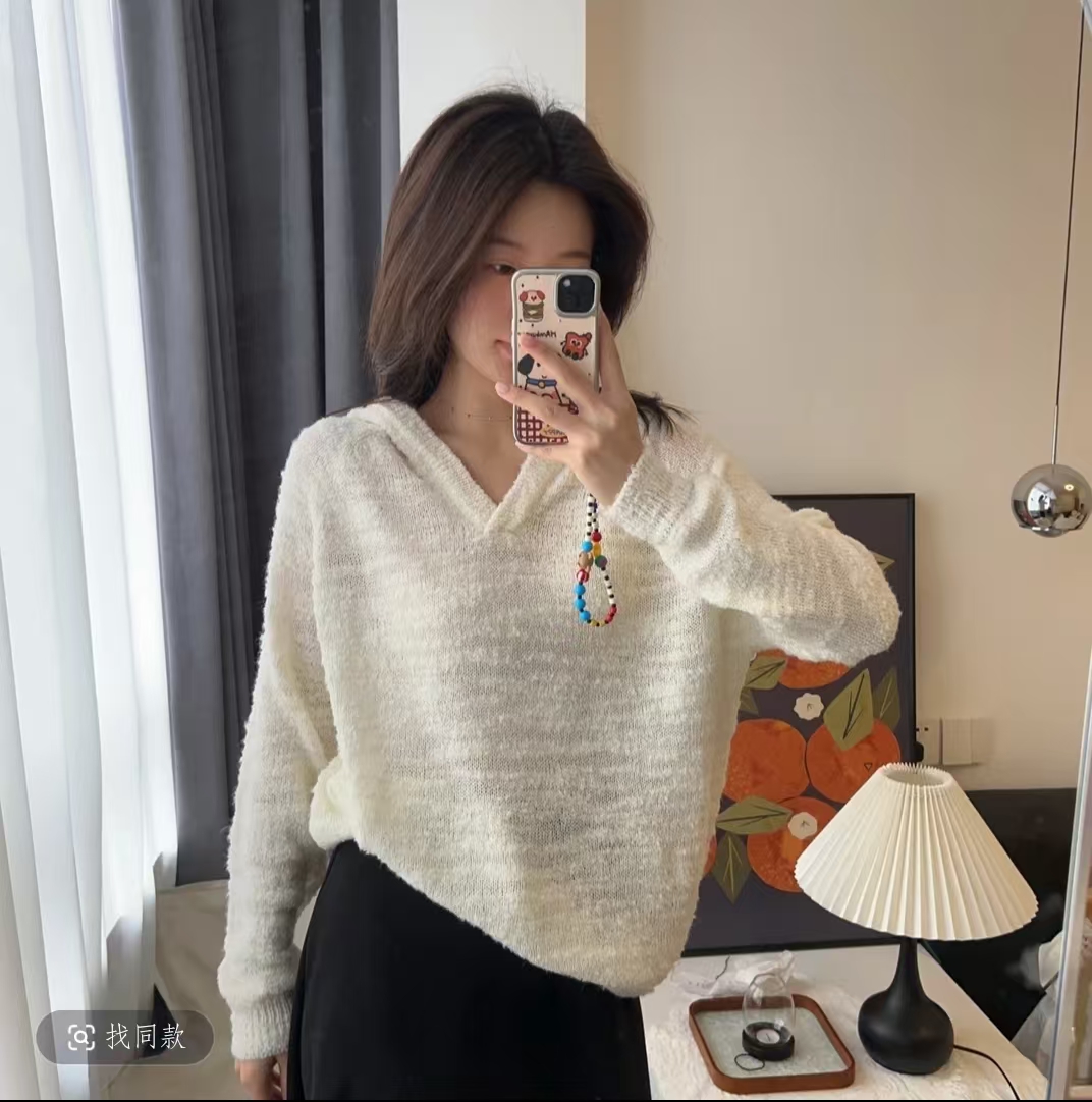 【Flower】连帽云朵圈圈春季薄款套头针织衫HJYZ001