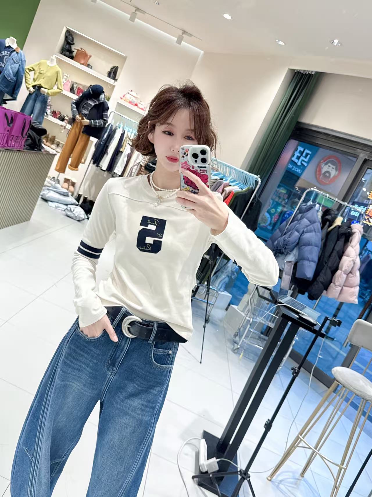 女皇【香香5号设计感磨毛撞色内搭】T恤