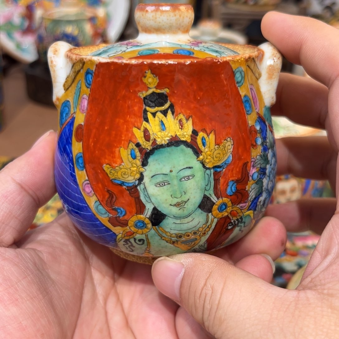 手工制作绿度母壶