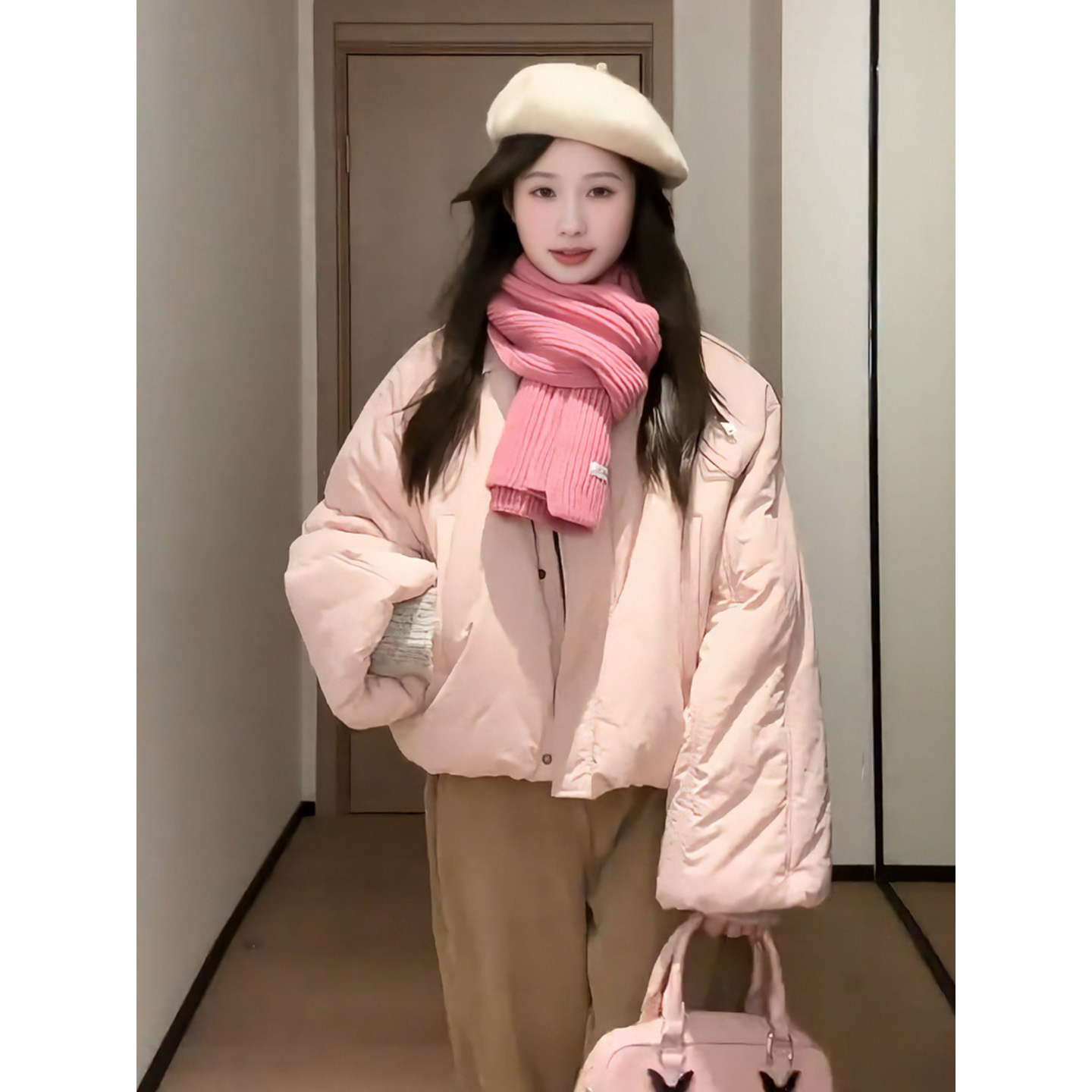 韩国东大门减龄休闲百搭保暖洋气宽松短棉服外套女冬季加厚棉衣