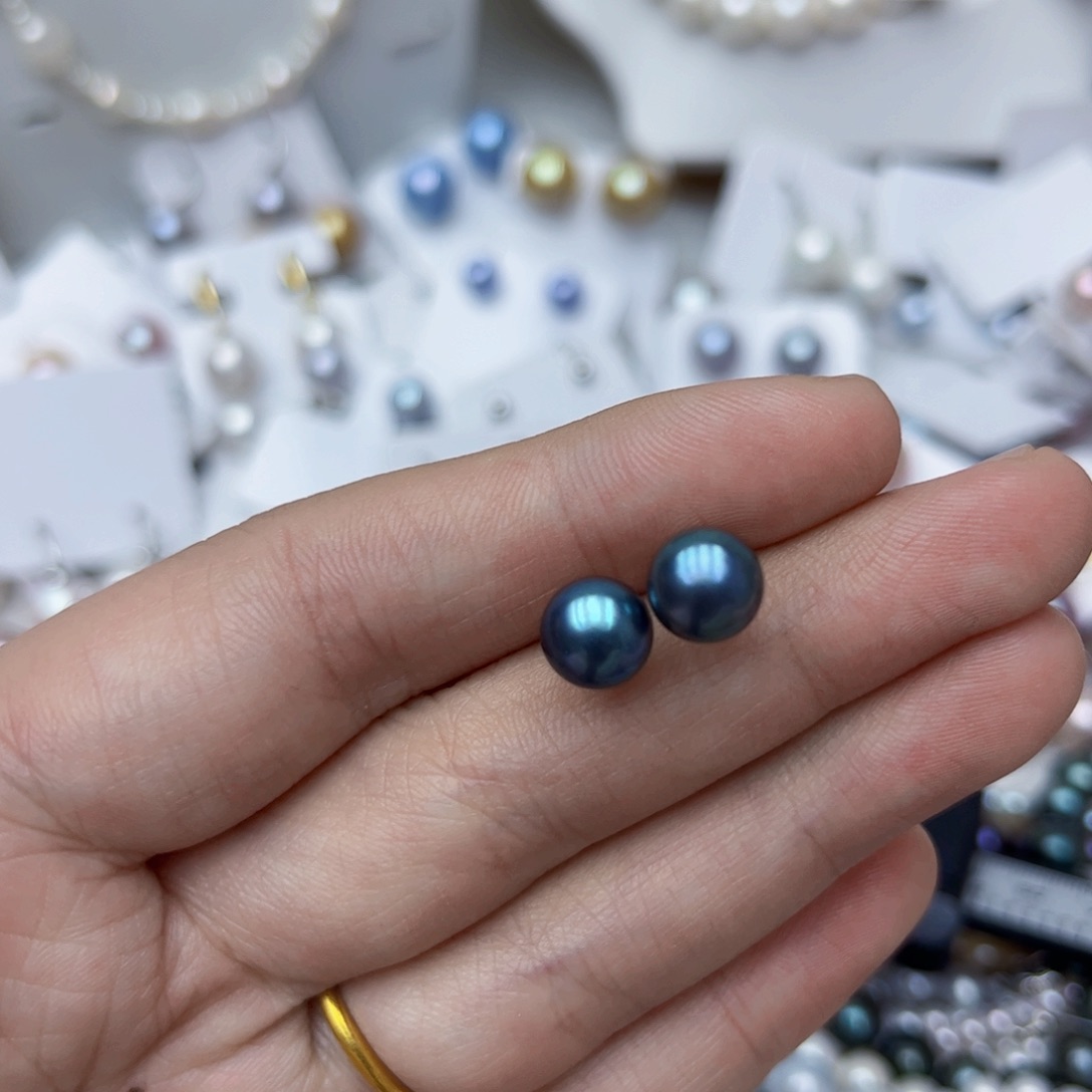 淡水珍珠耳饰银S925镶嵌