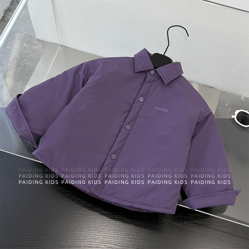 冬装儿童韩版时尚字母绣花加厚棉服休闲翻领外套HCXZ4641