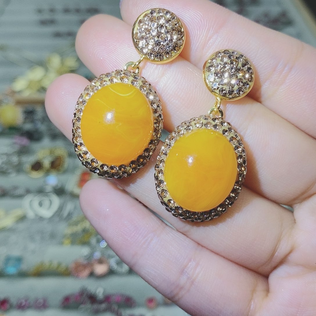 【闪购商品】托帕石耳饰银S925镶嵌