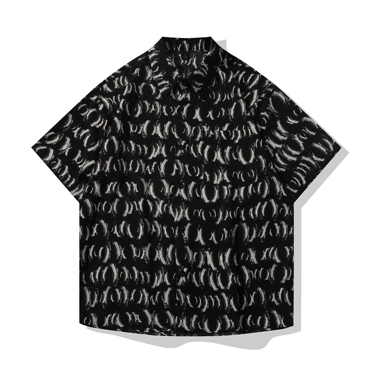 港风潮流冰丝短袖男夏季薄款印花衬衫日系复古宽松垂感休闲衬衣