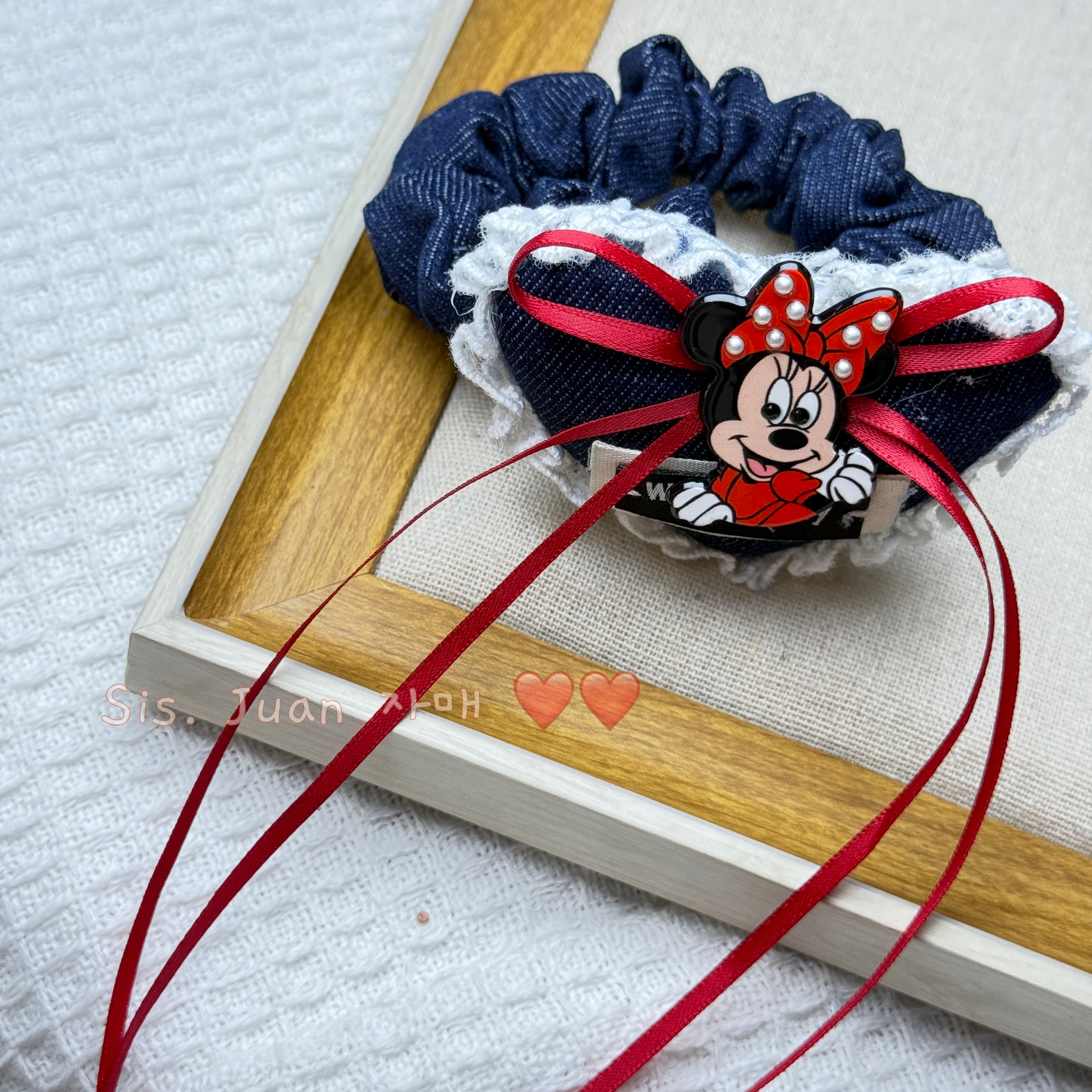 早春～爱心丝带蝴蝶结米妮发绳发圈