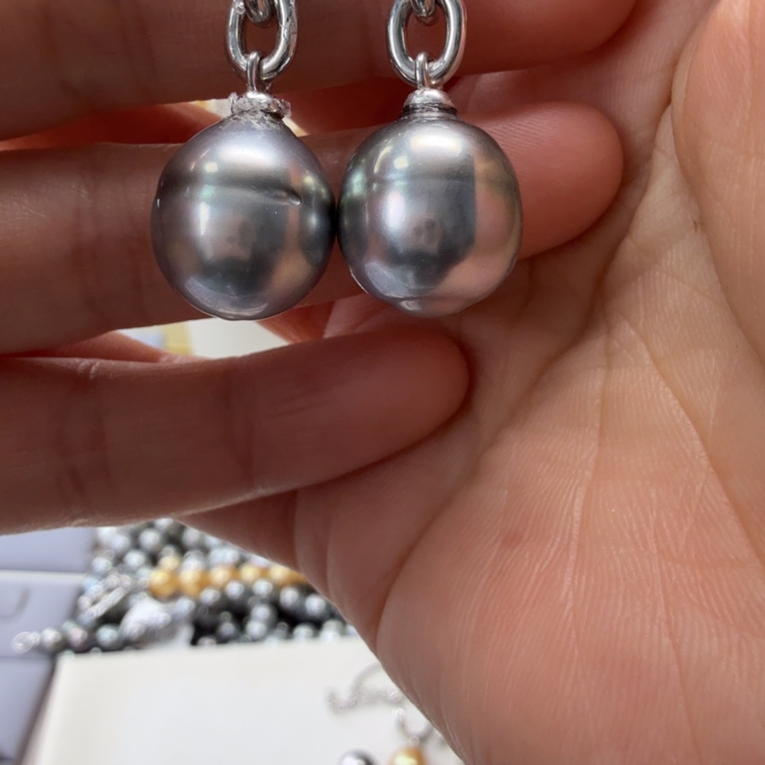 海水珍珠银S925镶嵌耳饰