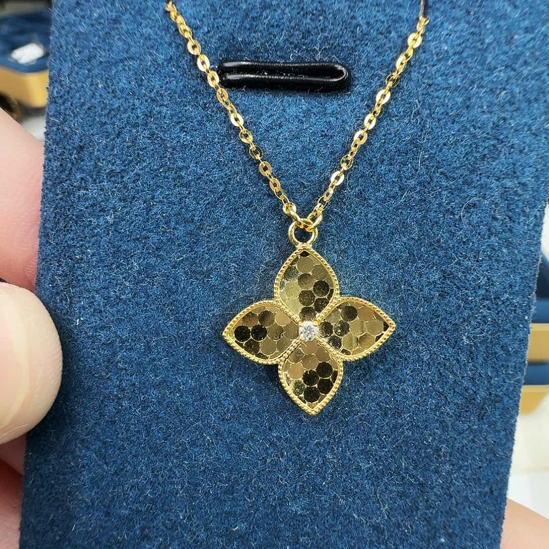 钻石项链18K金镶嵌K黄项链2.72g