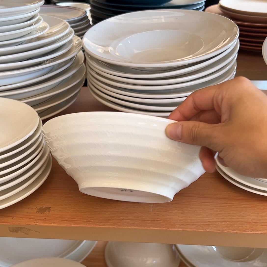 新骨瓷134微瑕白挑刀8寸面碗