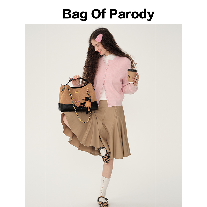 Bag Of Parody新款复古水桶流浪菱格链条单肩斜挎手提