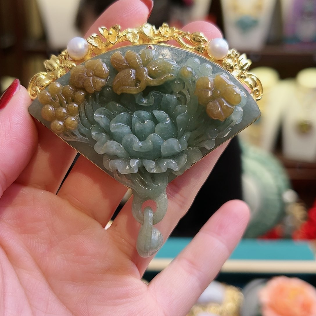 翡翠吊坠(不含链)银S925镶嵌吊坠