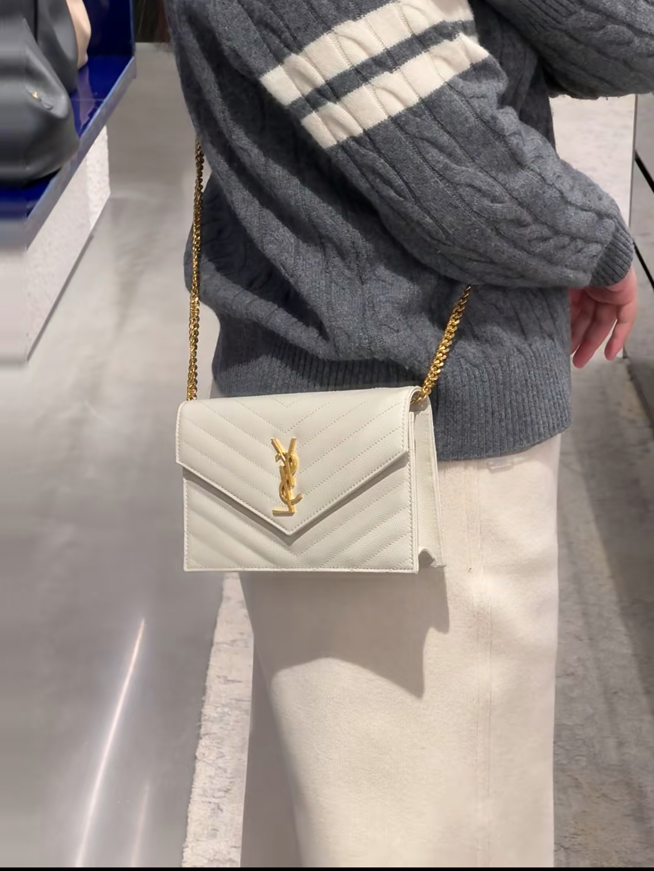 99新 YSL/圣罗兰 ysl 信封小号白金/公价无/甄选