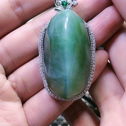 和田玉挂件银S925镶嵌