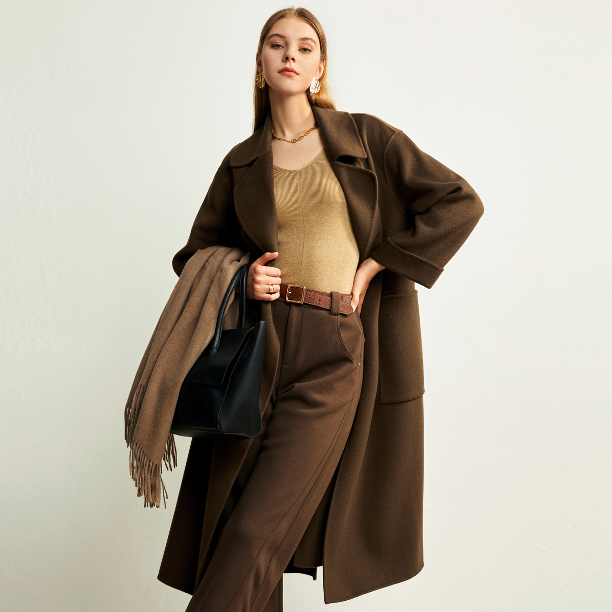 【粉丝专享】山羊绒女式长款毛呢大衣正肩801升级款11111