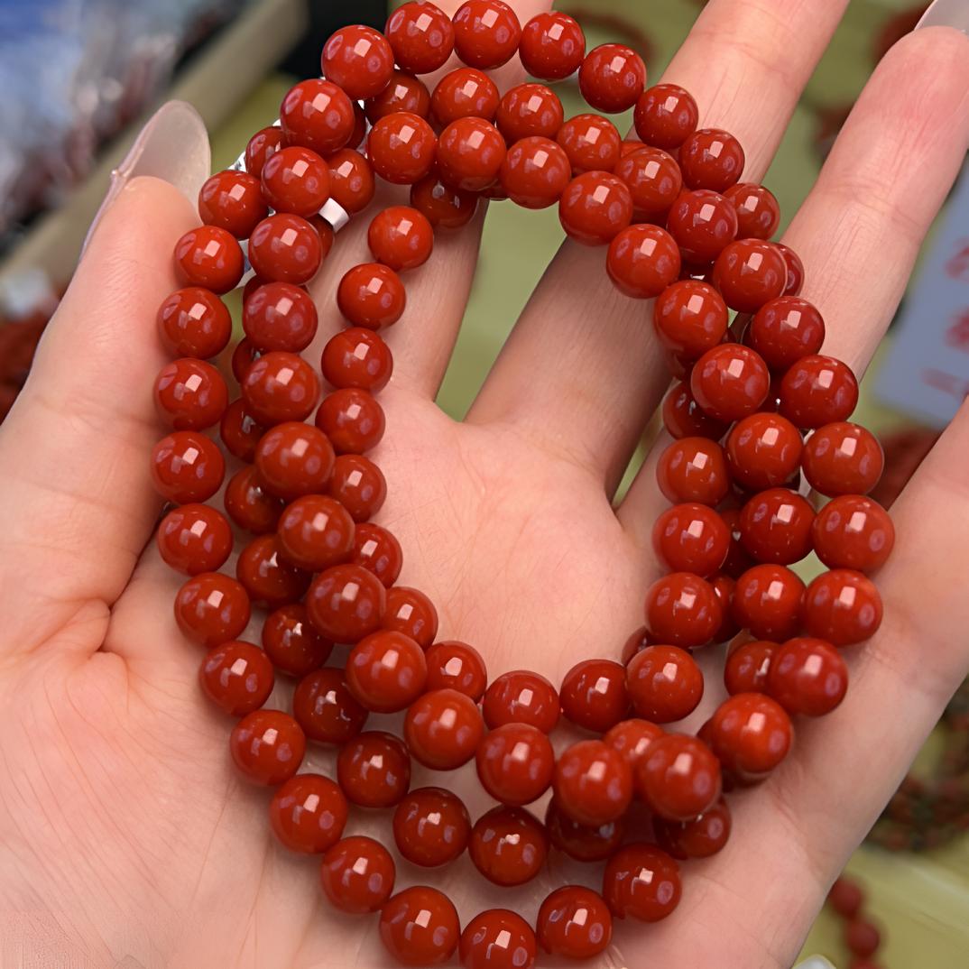 保山南红锦红圆珠（典藏）多圈7mm 多样性发一