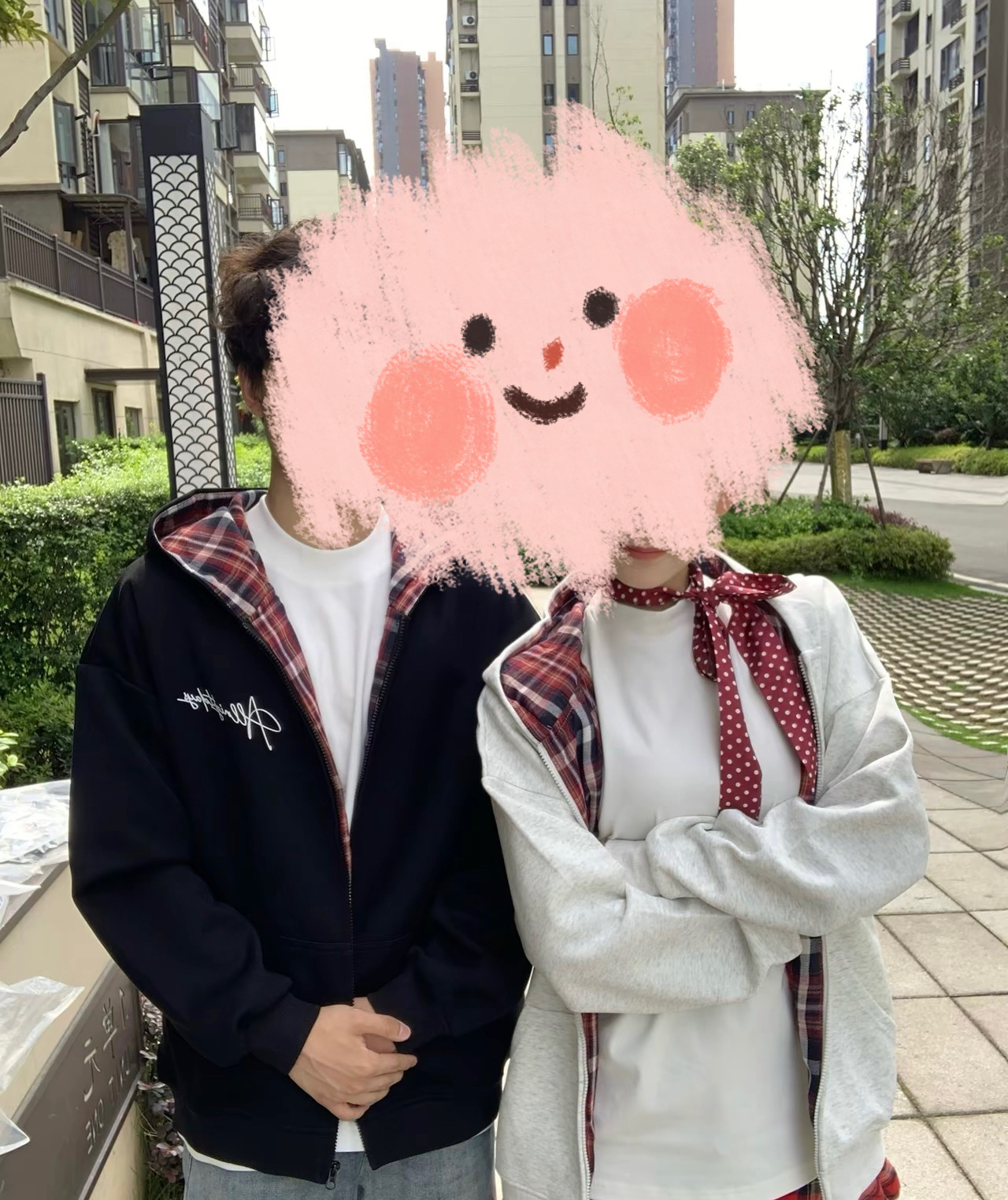 美式字母印花男女同款拼色开衫外套