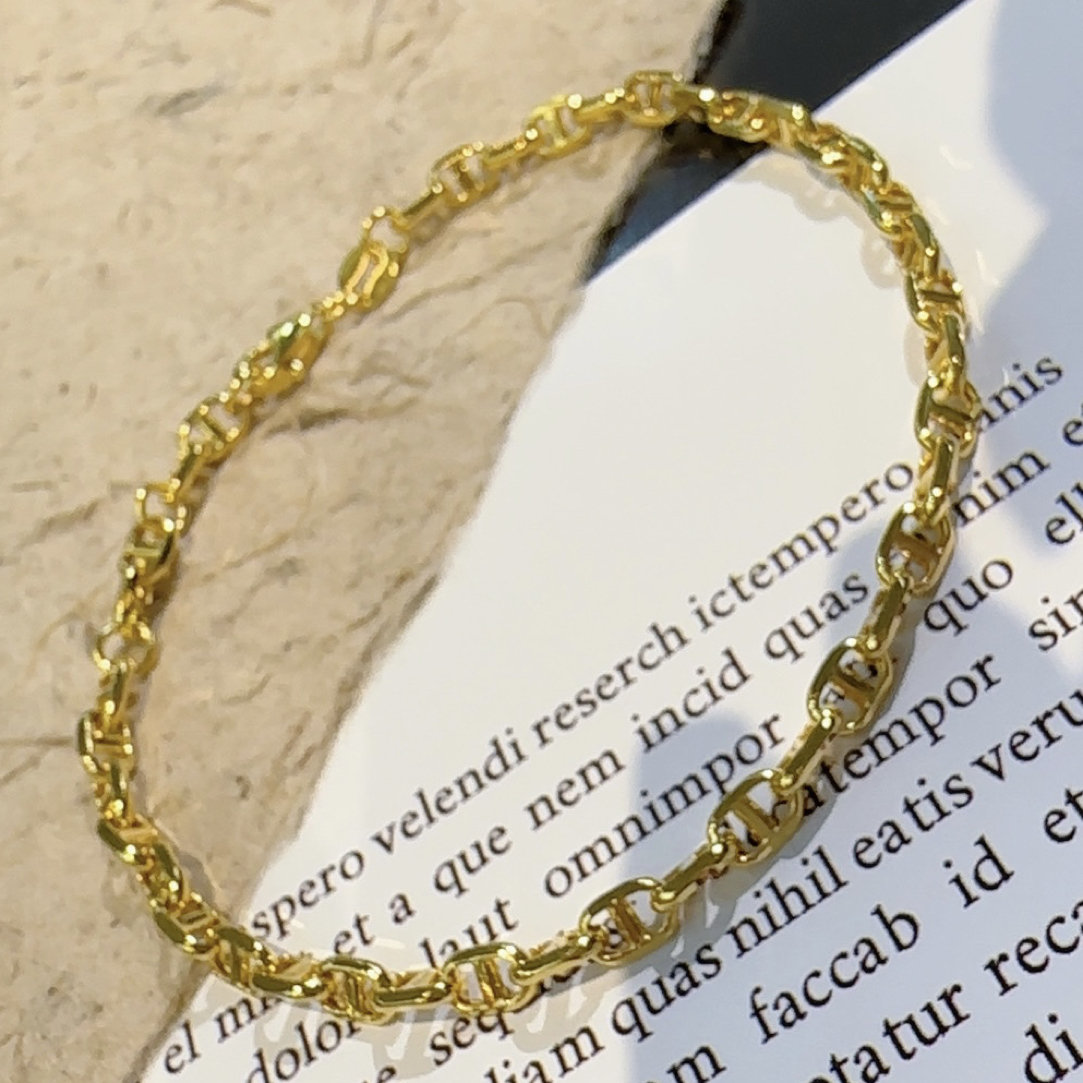 正品18K金经典猪鼻子手链