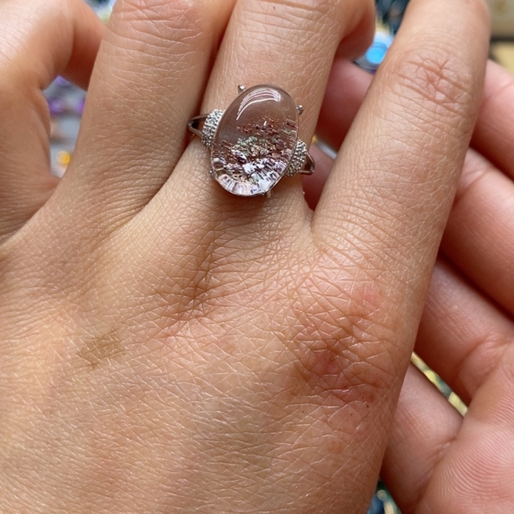 水晶戒指银S925镶嵌天然水晶戒指