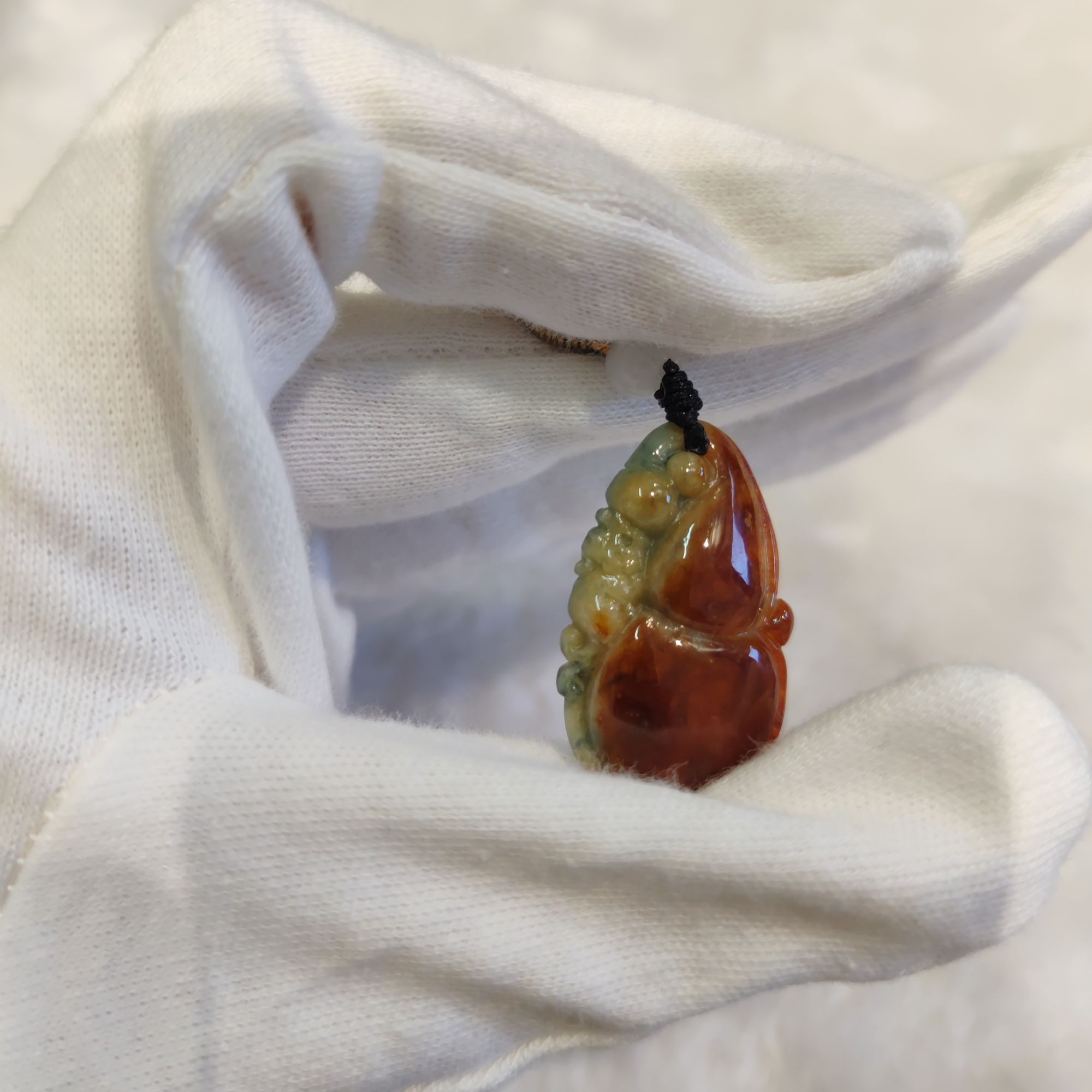 天然缅甸翡翠a货红翡复古葫芦吊坠满色精美项链 福禄双全高颜值