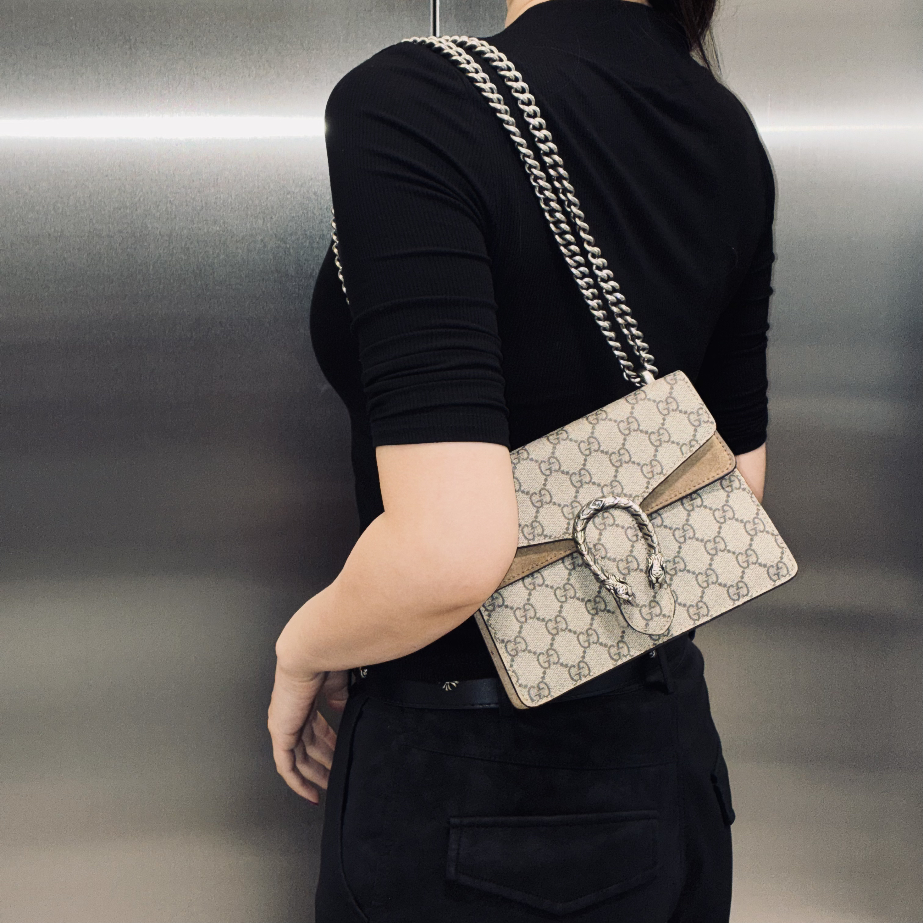 95新 GUCCI/古驰 古驰酒神系列老花单肩包