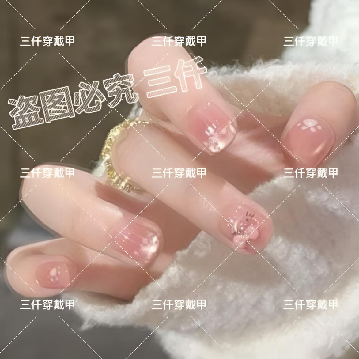 【心动KT】三仟纯手工穿戴甲 精致鎏金黑洞猫眼 猫爪豹纹童趣小猫