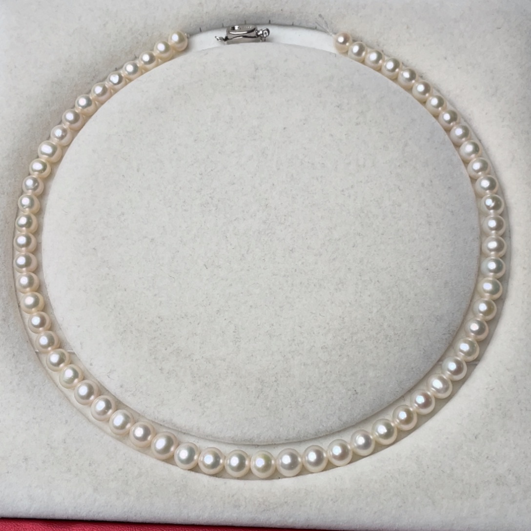 银S925镶嵌淡水珍珠颈饰7-8mm