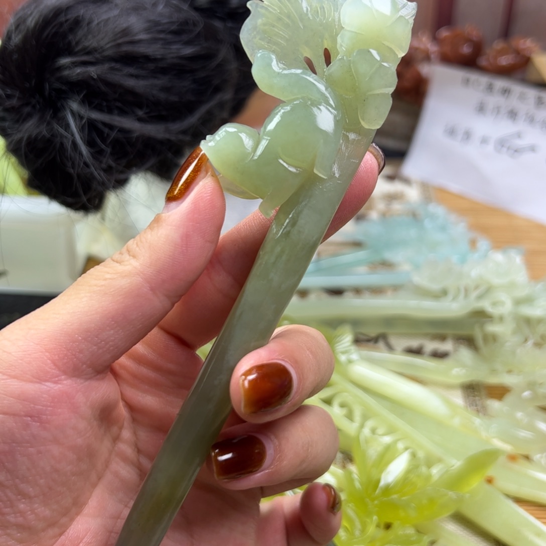 未镶嵌蛇纹石玉发簪