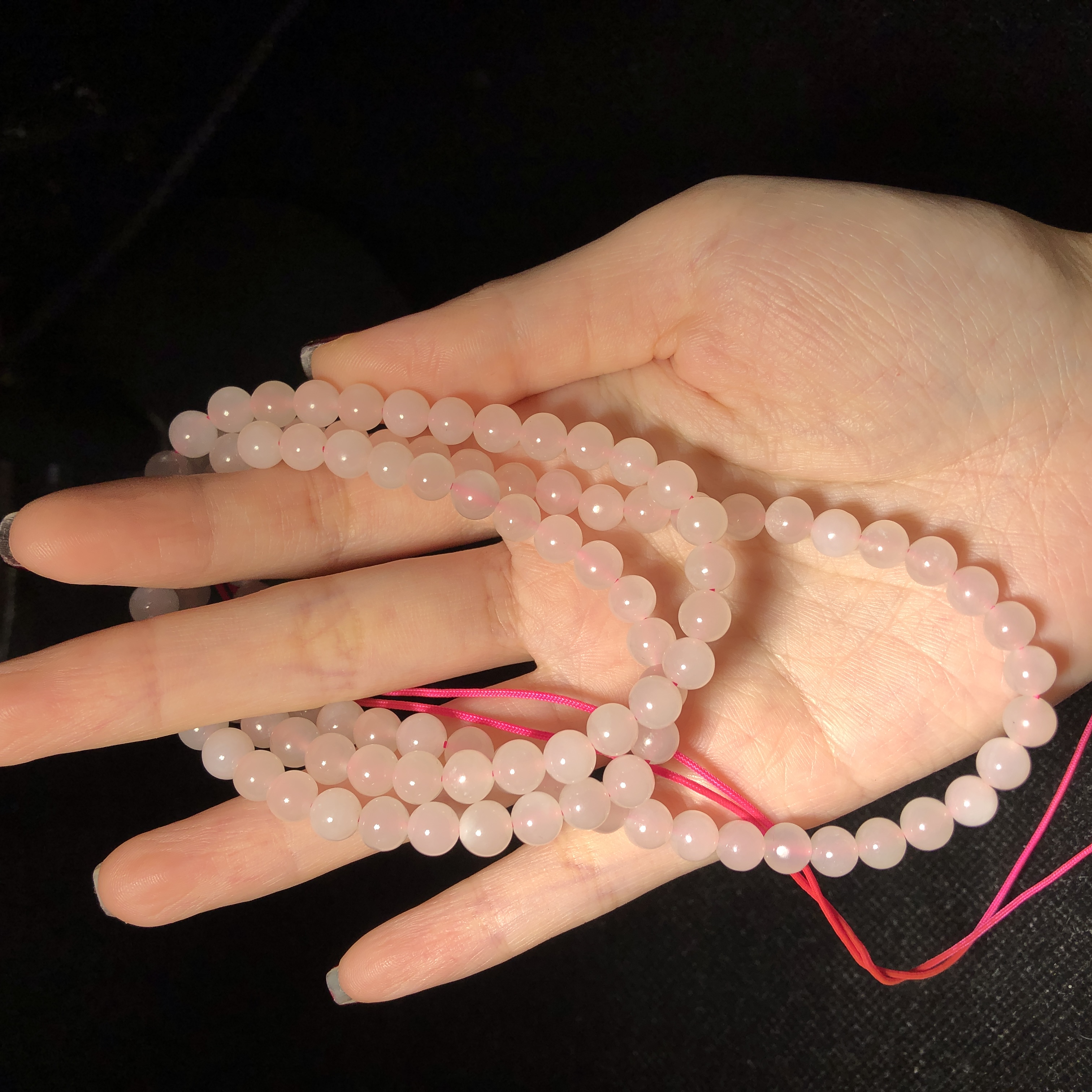 和田玉青海料藕粉项链卡6mm