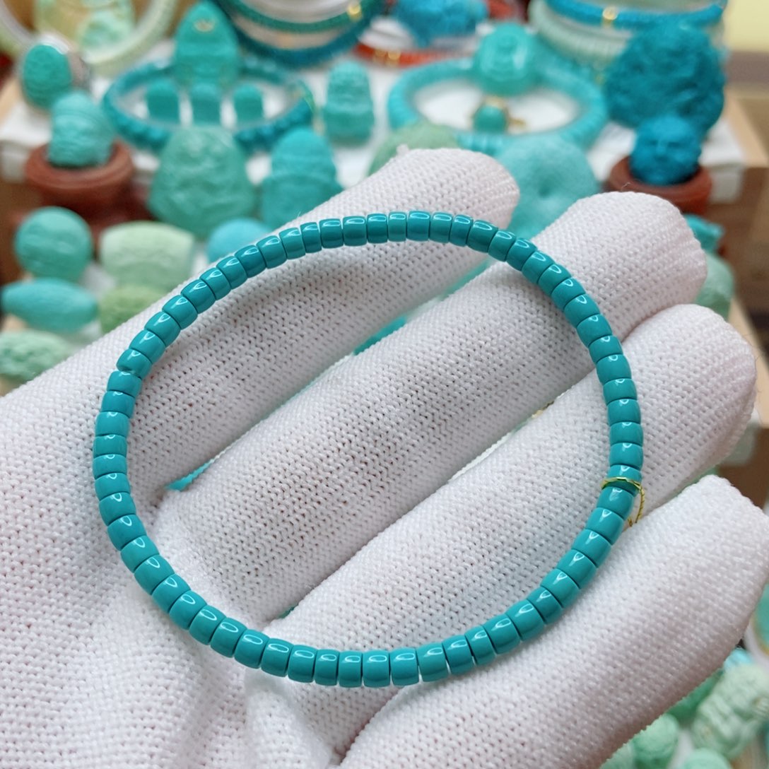 绿松石未镶嵌直切手串3.5mm