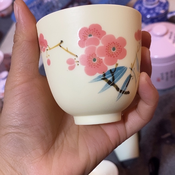 摆件陶黄稀土红梅亚光杯