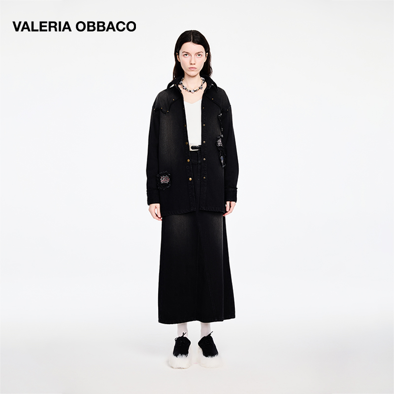VALERIAOBBACO/瓦莱丽娅 奥贝科复古苹果牛仔衬衫