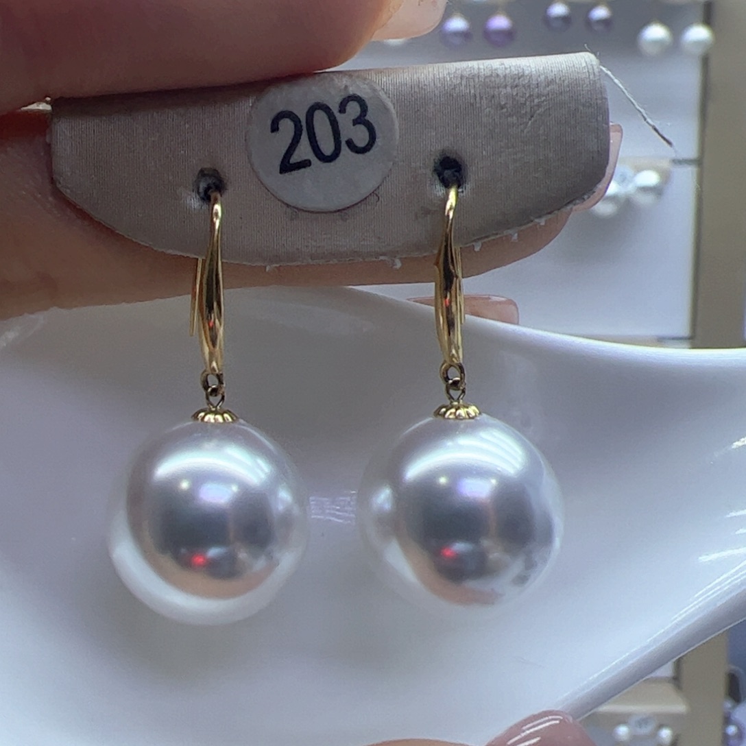 淡水珍珠耳饰18K金镶嵌