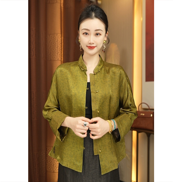 【林典】新中式高端桑蚕丝重锻龟纹复古上衣7022