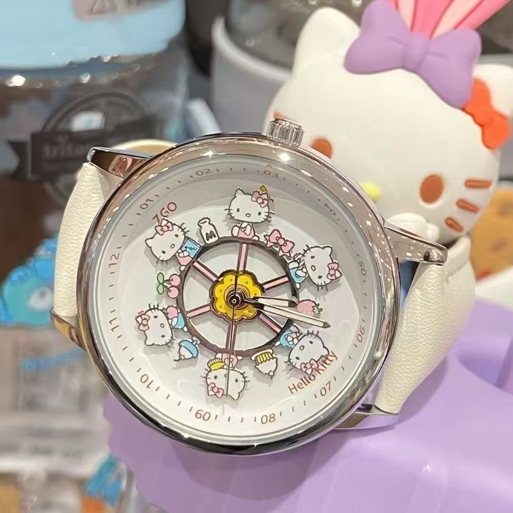 三丽鸥HelloKitty联名手表女初高中学生旋转木马
