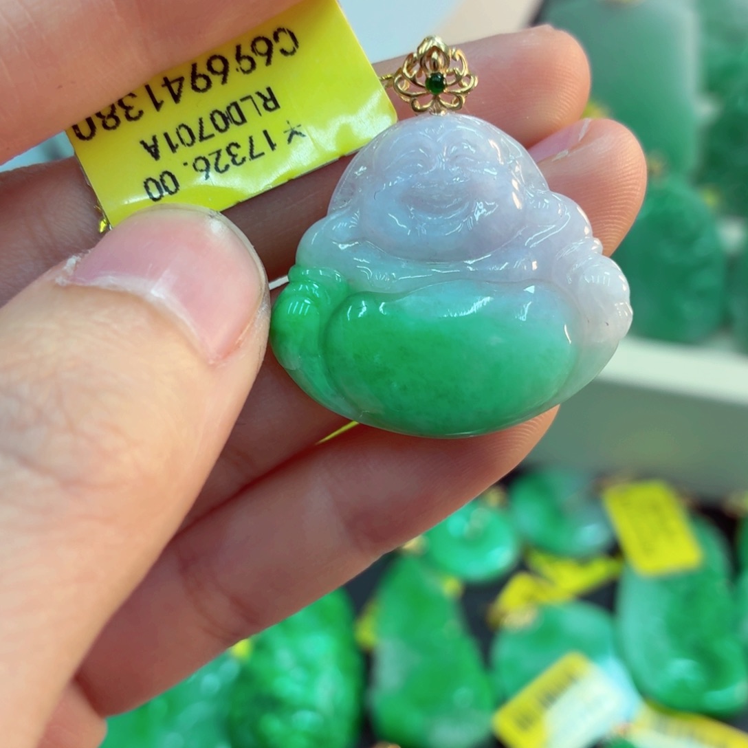 翡翠18K金镶嵌吊坠(不含链)