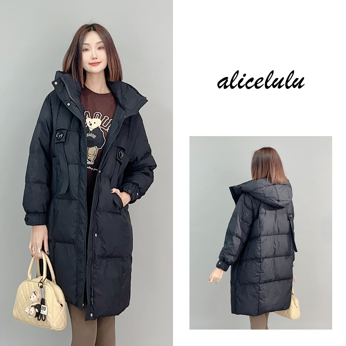 1 ALICE 温暖如春羽绒服 饱满鸭绒 连帽防风 S2141663Vr