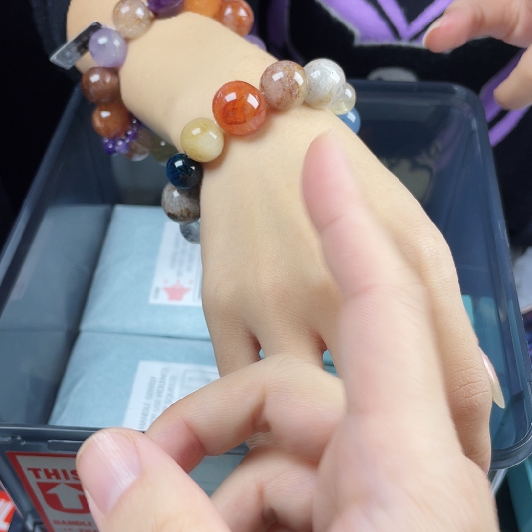 银S925镀金镶嵌黄晶手串