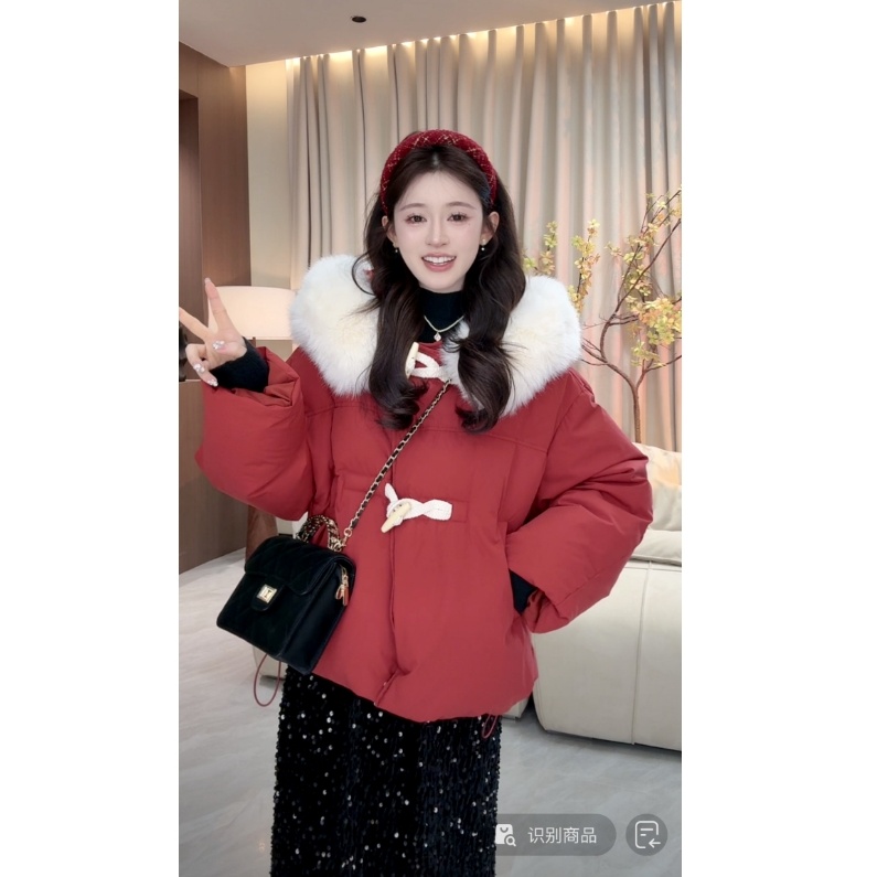 冰冰●热恋岛屿Q4YRF3391A羽绒服预网红短款时尚百搭红色加厚